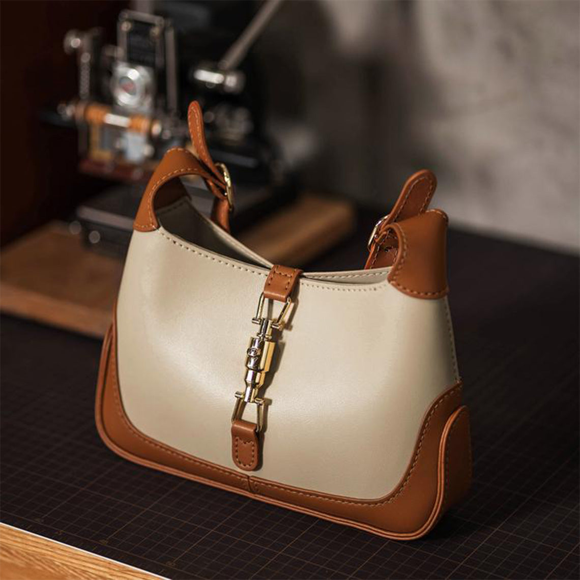 CUCUBIRD Leather Jackie Shoulder Bag DIY Kit Brown-Beige?