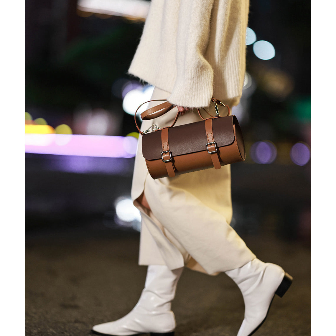 CUCUBIRD Leather Cylinder Satchel Top Handle Bag DIY Kit ?