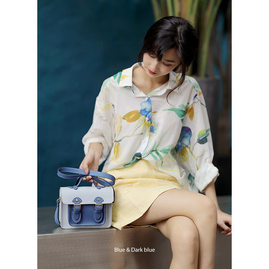 CUCUBIRD Lady Leather Small Satchel Bag DIY Kit Blue-Dark-blue?