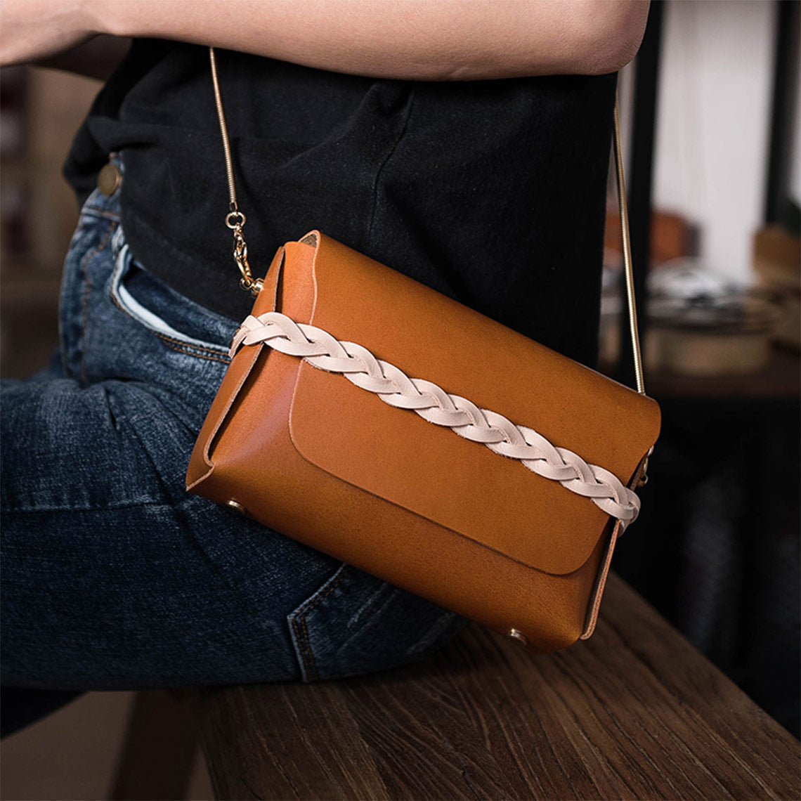 CUCUBIRD Full Grain Leather No Sewing Crossbody Bag DIY Kit ?