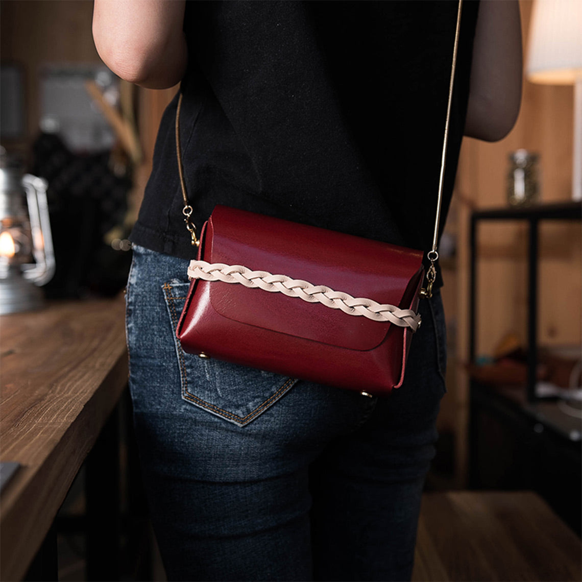 CUCUBIRD Full Grain Leather No Sewing Crossbody Bag DIY Kit Wine?