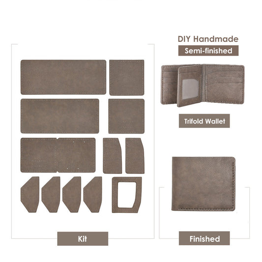 Top Grain Leather Grey Men's Wallet DIY Kit