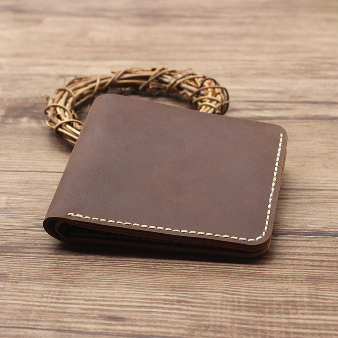 CUCUBIRD Crazy Horse Leather Vintage Wallet DIY Kit Heritage-Brown?