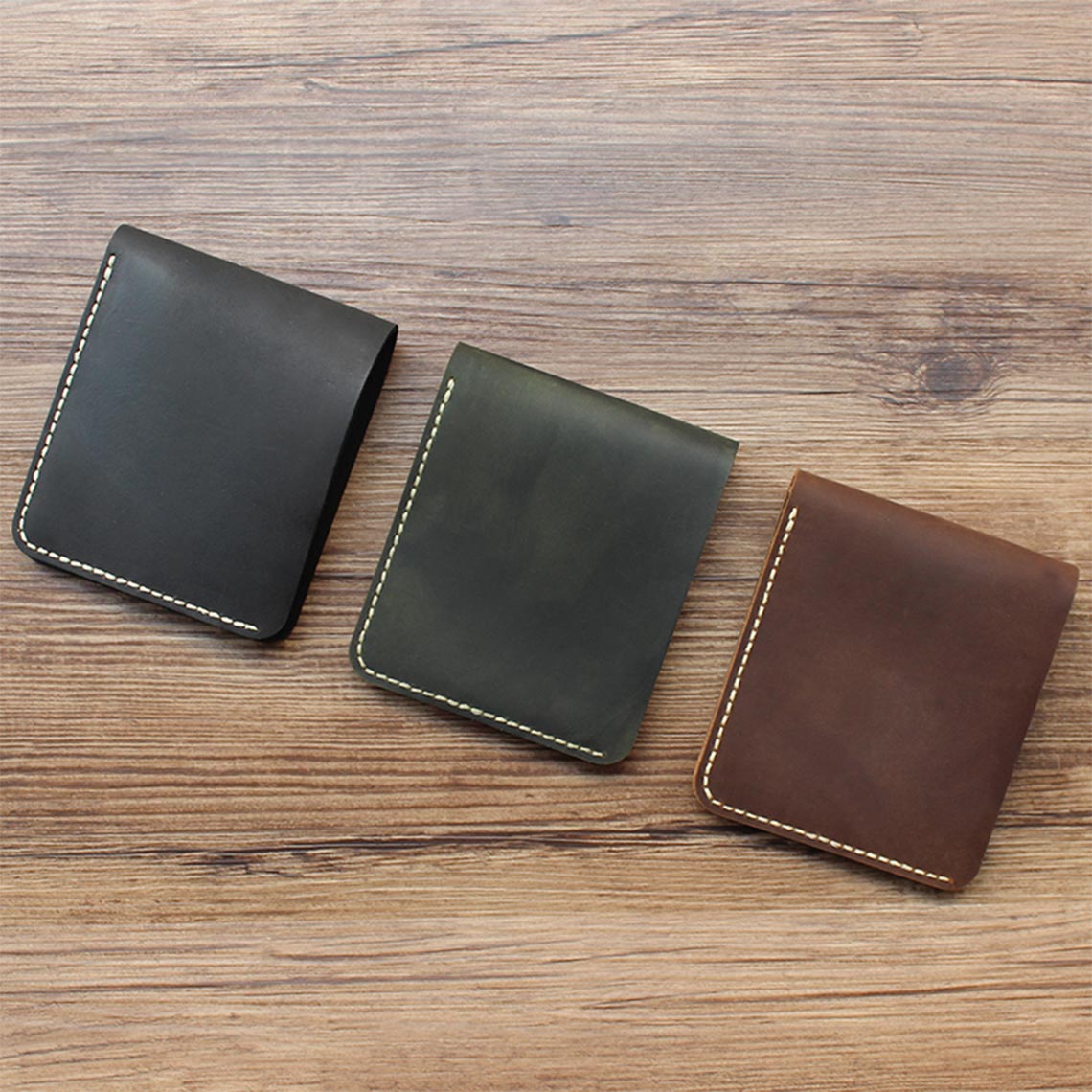 CUCUBIRD Crazy Horse Leather Vintage Wallet DIY Kit ?