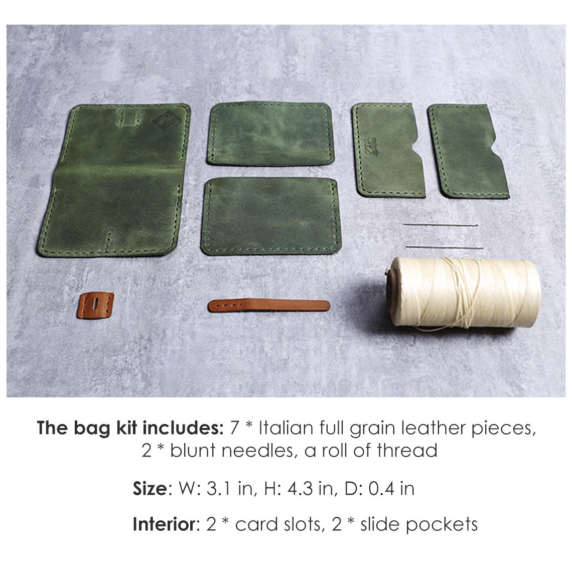 Full Grain Leather Slim Card Holder DIY Kit