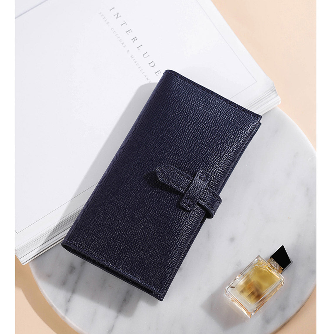 CUCUBIRD Leather Slim Strap Bi-fold Bearn Wallet DIY Kit Navy-blue?