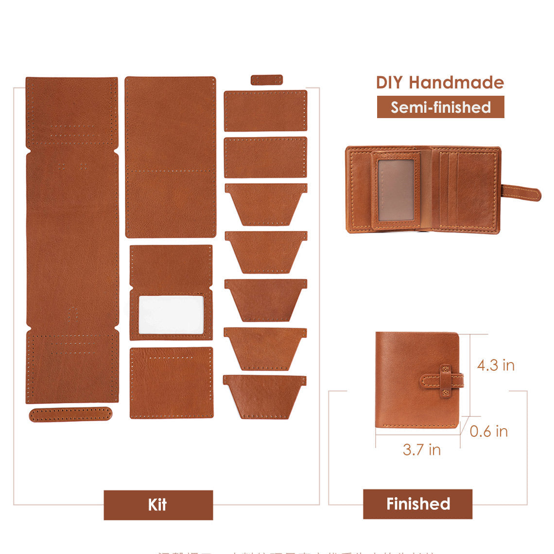 CUCUBIRD Top Grain Leather Men Wallet With Picture Window DIY Kit Brown-Wallet-DIY-Kit-Semi-finished?