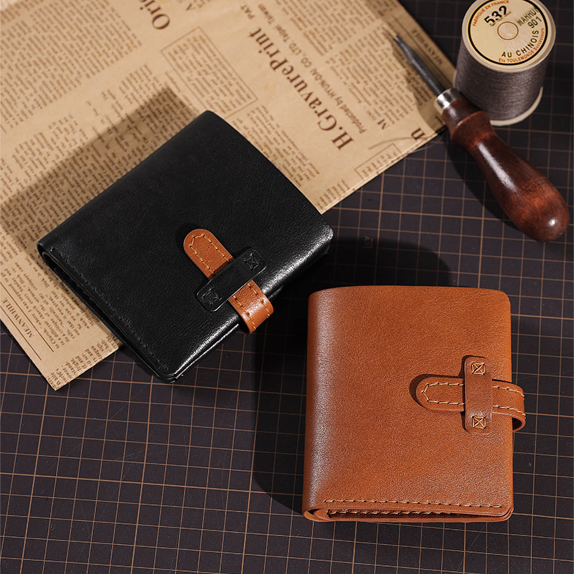 CUCUBIRD Top Grain Leather Men Wallet With Picture Window DIY Kit ?