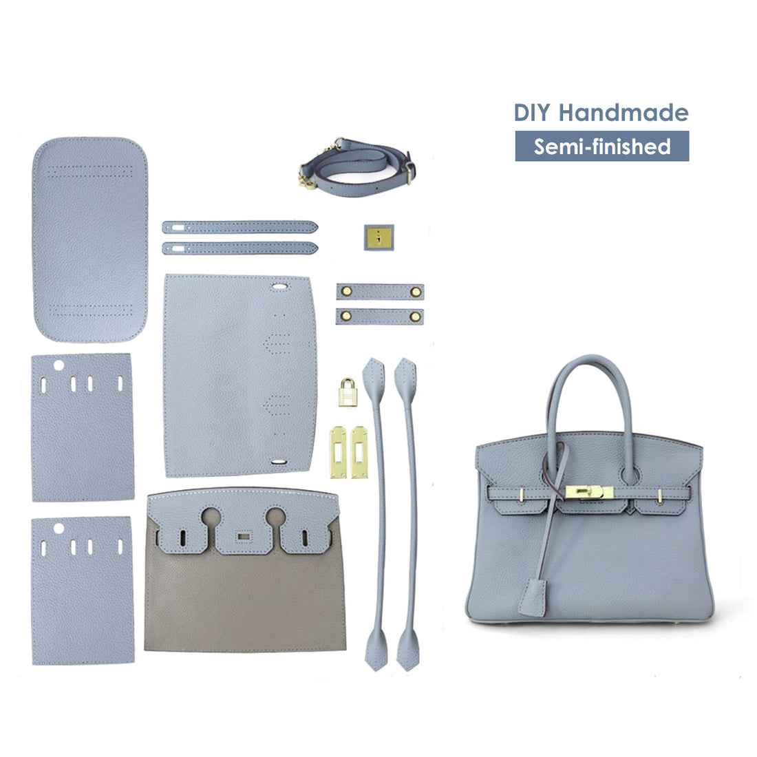 DIY Eleganz: Ihr Weg zur eigenen Birkin Bag mit dem CUCUBIRD® Top Grain Leather New Platinum Bag DIY Kit CUCUBIRD