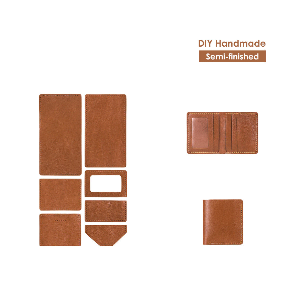 CUCUBIRD POPSEWING® Full Grain Leather Men's Bifold Wallet DIY Kit  