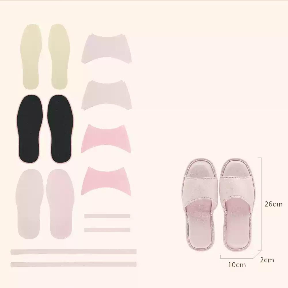 CUCUBIRD Top Grain Leather Home Slippers DIY Kits Pink / EU 39-42 