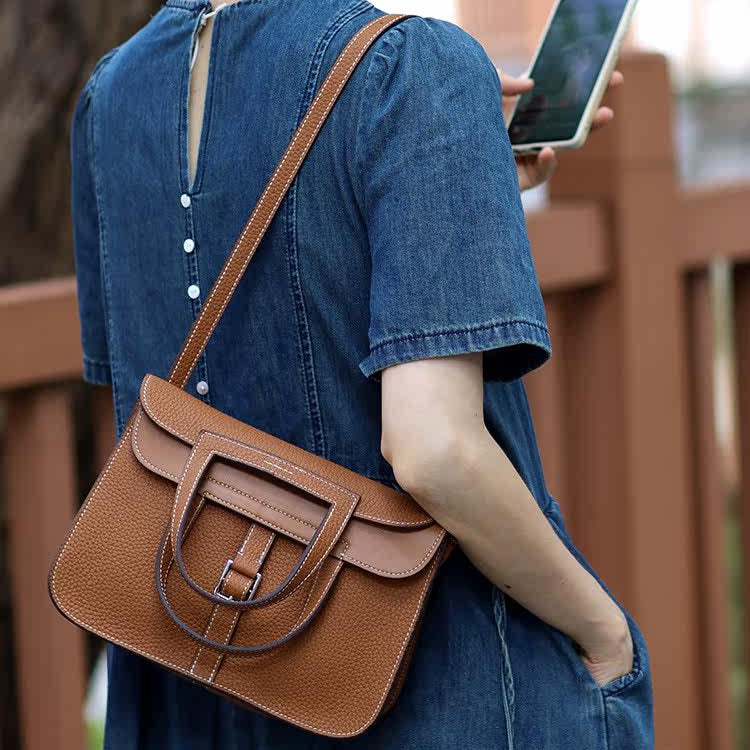 CUCUBIRD Horseshoe Bag DIY Kit Top Grain Leather Crossbody Bag  