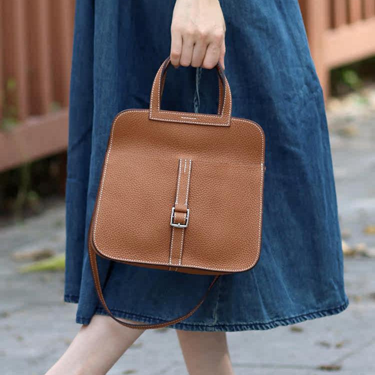 CUCUBIRD Horseshoe Bag DIY Kit Top Grain Leather Crossbody Bag  