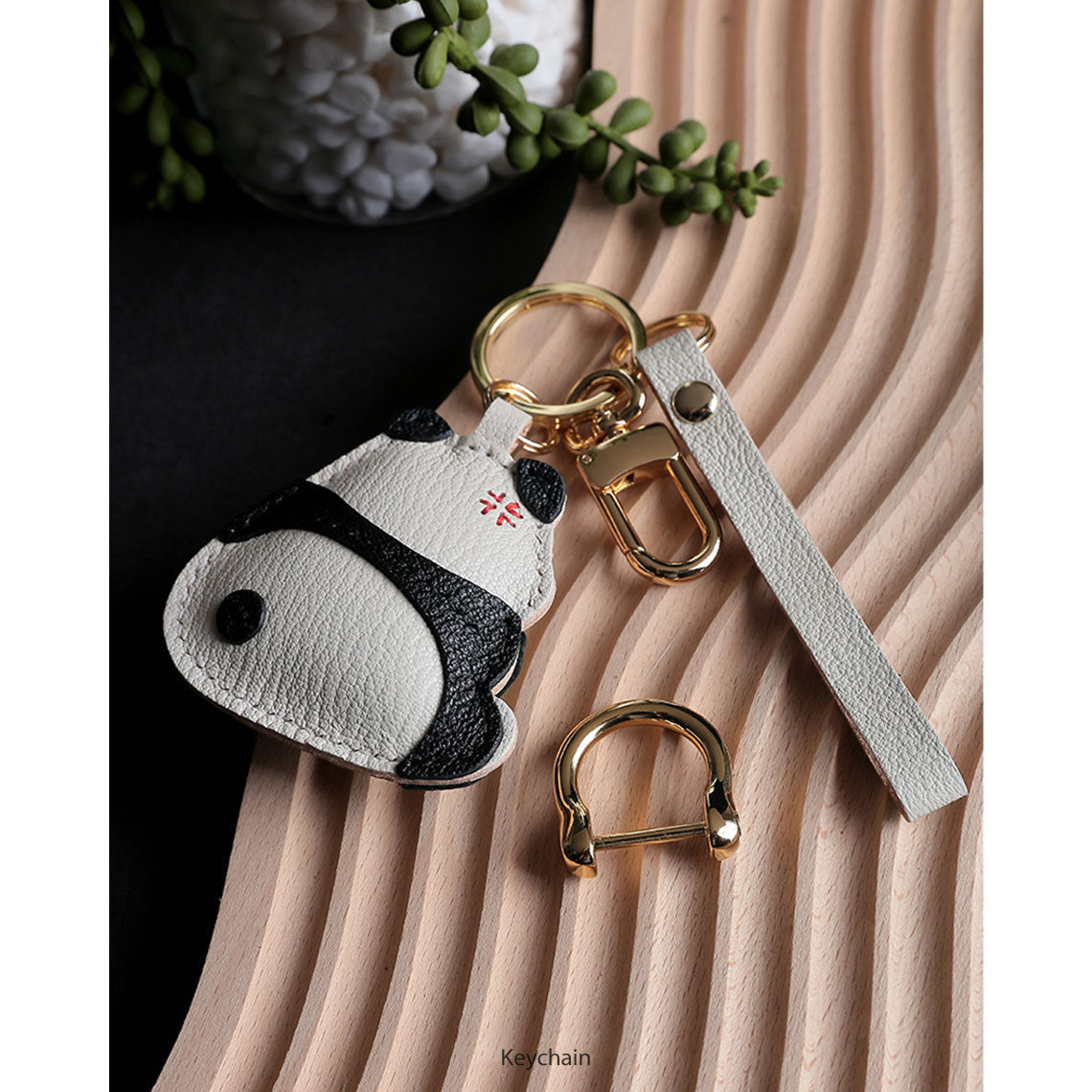 CUCUBIRD POPSEWING® Sheep Leather Cute Angry Panda Charm DIY Kit  