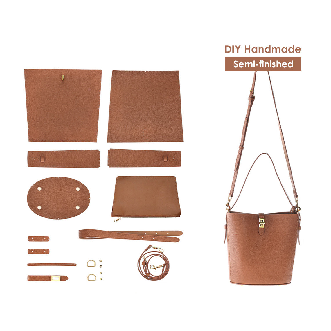 CUCUBIRD POPSEWING® Leather Simple Bucket Crossbody Bag DIY Kit  