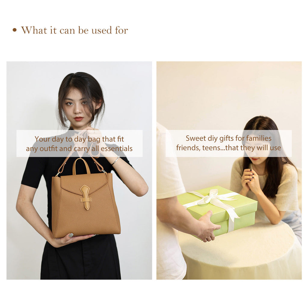 CUCUBIRD POPSEWING® Top Grain Leather Women Tote Backpack DIY Kit  
