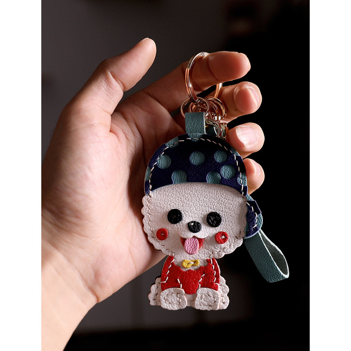 CUCUBIRD Leather Cute Bichon Keychain DIY Kits