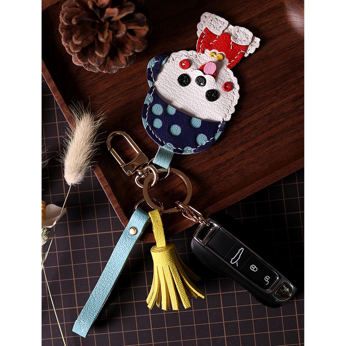 CUCUBIRD Leather Cute Bichon Keychain DIY Kits