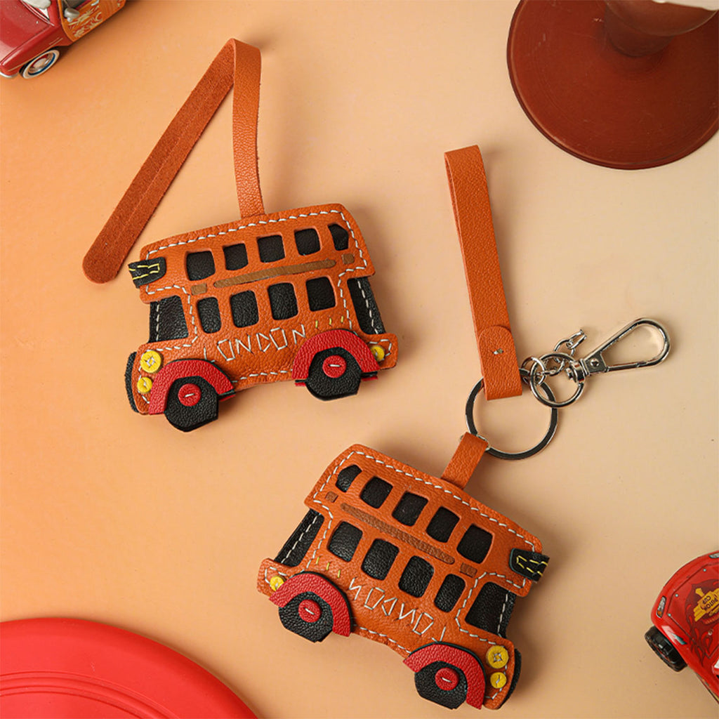 CUCUBIRD POPSEWING® Sheep Leather City Bus Keychain DIY Kit  