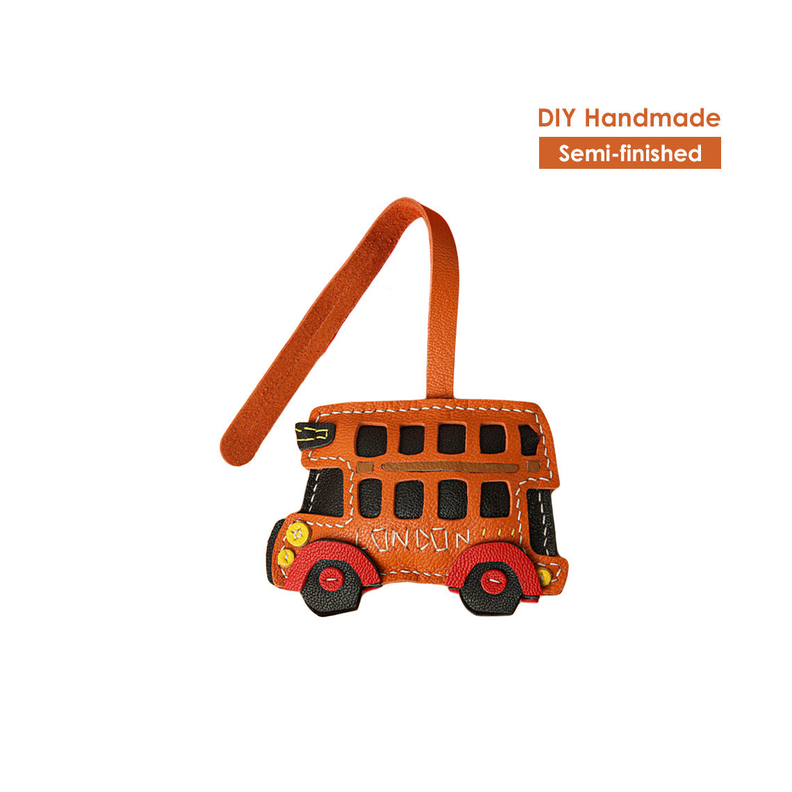 CUCUBIRD POPSEWING® Sheep Leather City Bus Keychain DIY Kit  
