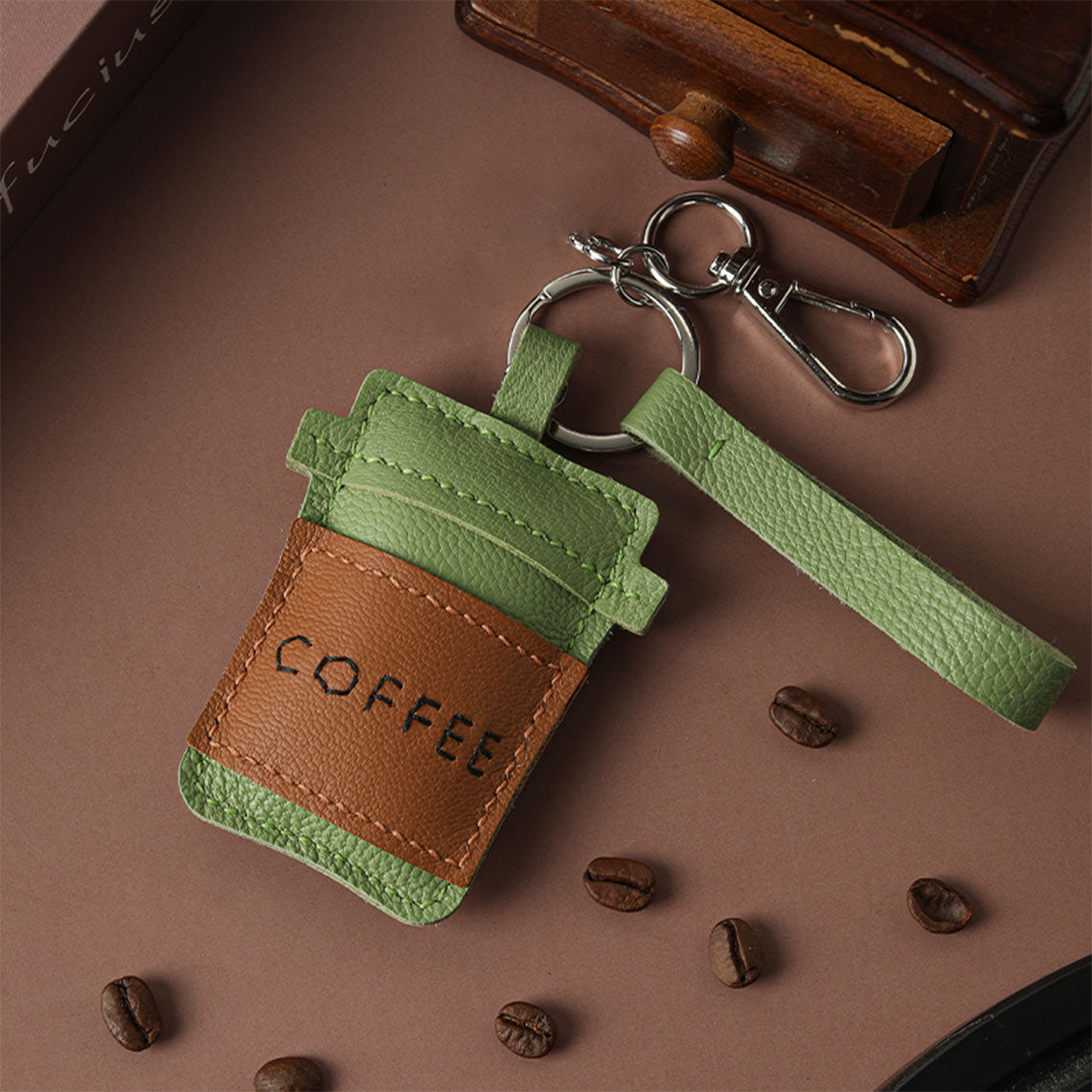 CUCUBIRD POPSEWING® Sheep Leather My Coffee Keychain DIY Kit  
