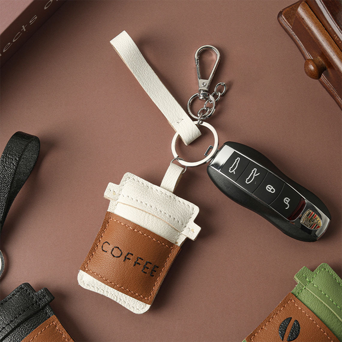 CUCUBIRD POPSEWING® Sheep Leather My Coffee Keychain DIY Kit  