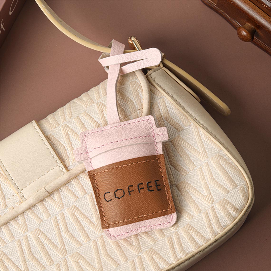 CUCUBIRD POPSEWING® Sheep Leather My Coffee Keychain DIY Kit  