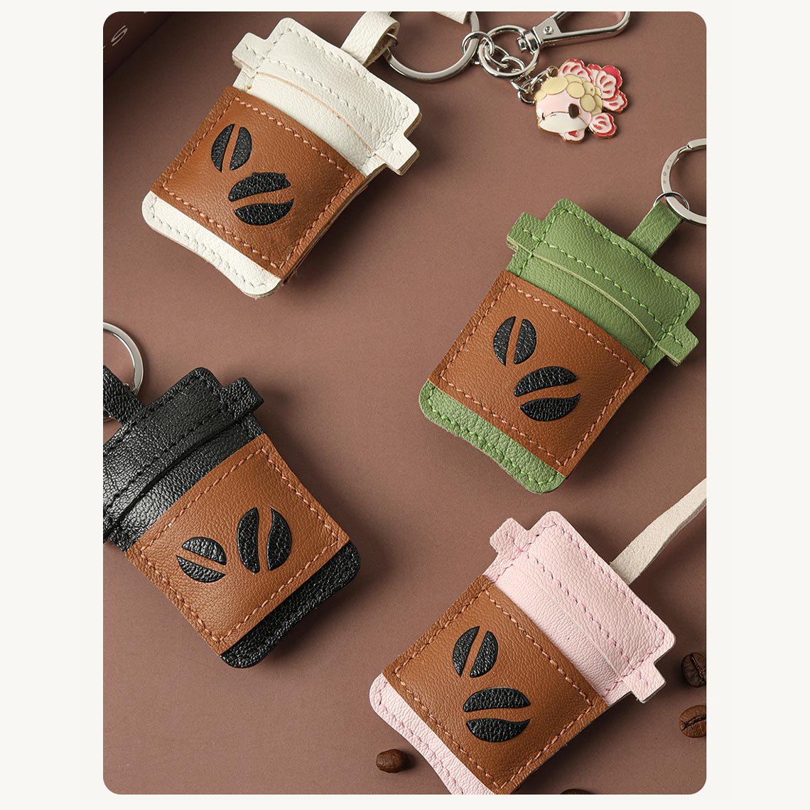 CUCUBIRD POPSEWING® Sheep Leather My Coffee Keychain DIY Kit  
