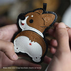 CUCUBIRD POPSEWING® Sheep Leather Corgi Dog Keychain DIY Kit  