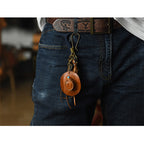 CUCUBIRD Handmade Leather Cowboy Hat Keychain  