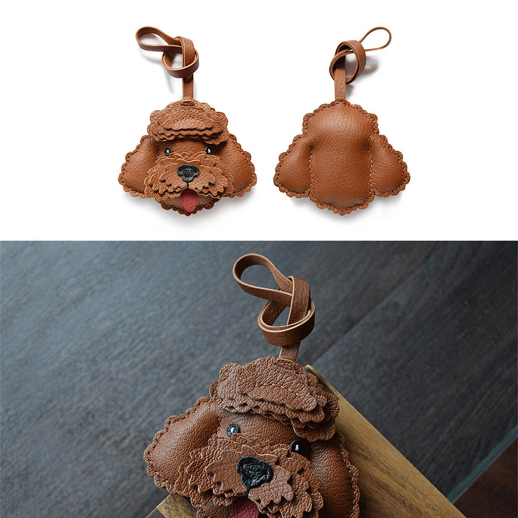 CUCUBIRD POPSEWING® Sheep Leather Teddy Dog Keychain DIY Kits  