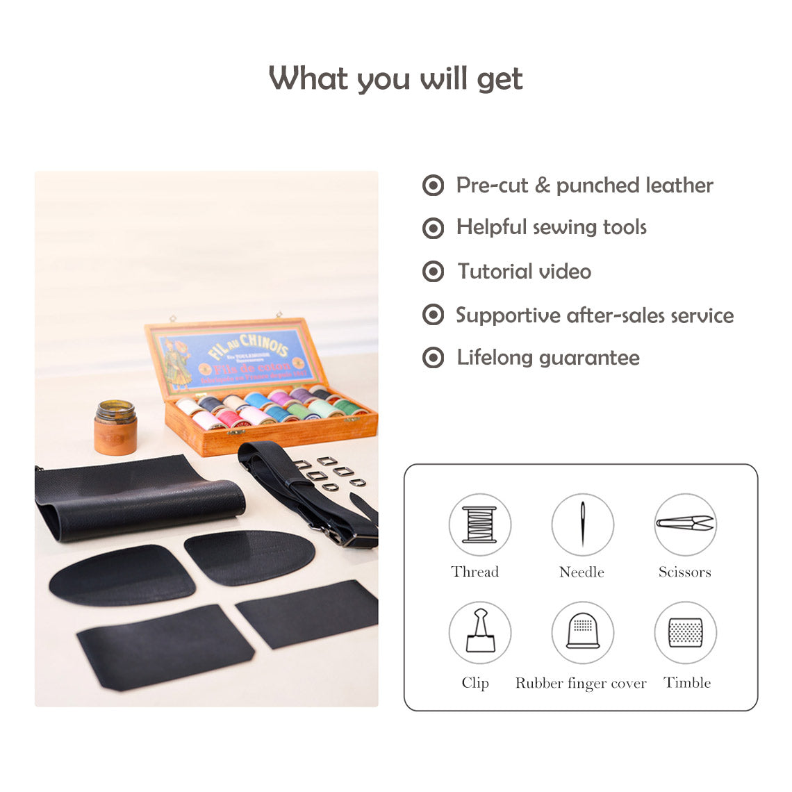 CUCUBIRD POPSEWING® Leather Black Boston Bag DIY Kits  