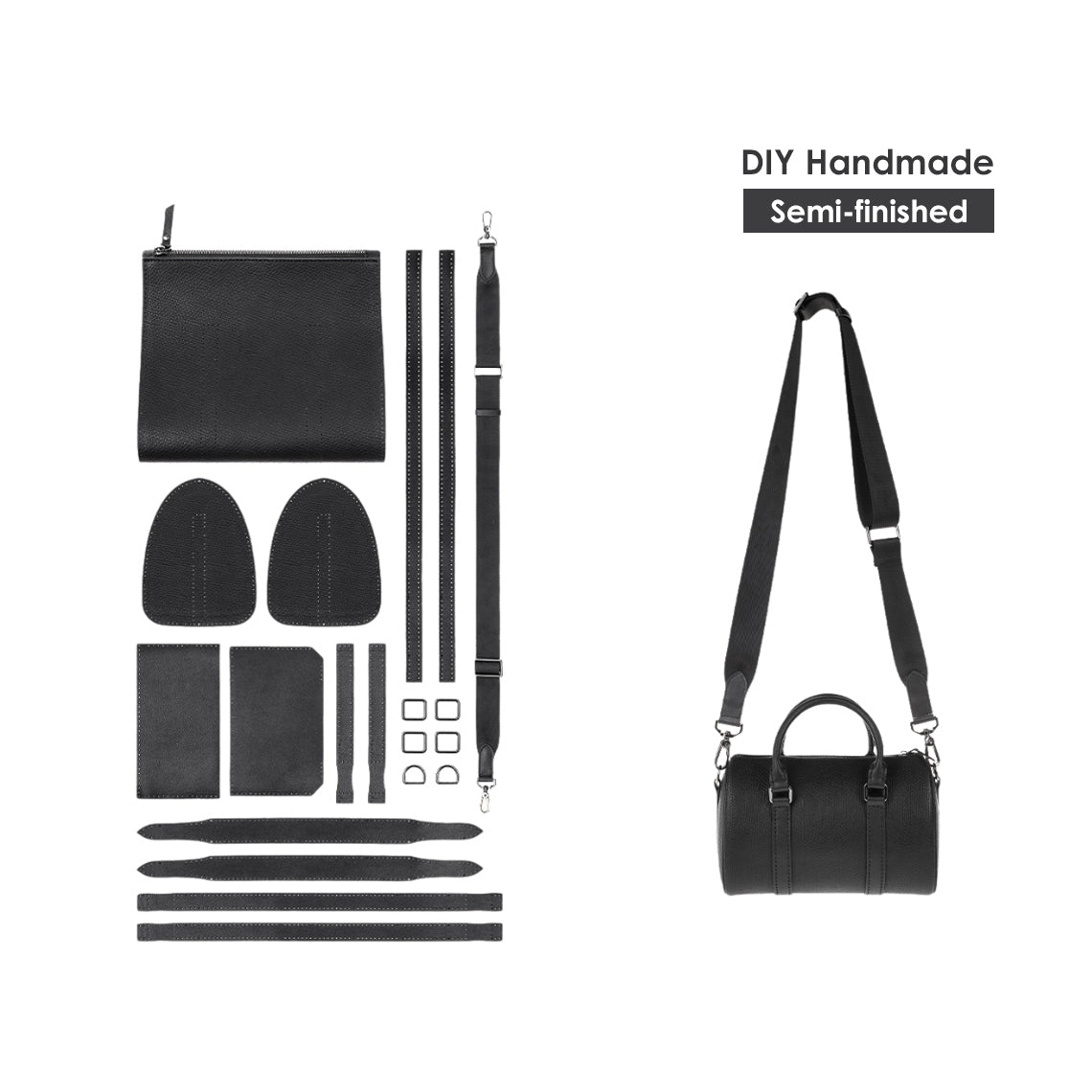 CUCUBIRD POPSEWING® Leather Black Boston Bag DIY Kits  