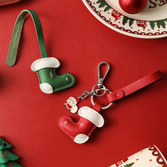 CUCUBIRD POPSEWING® Leather Christmas Sock Keychain DIY Kit  