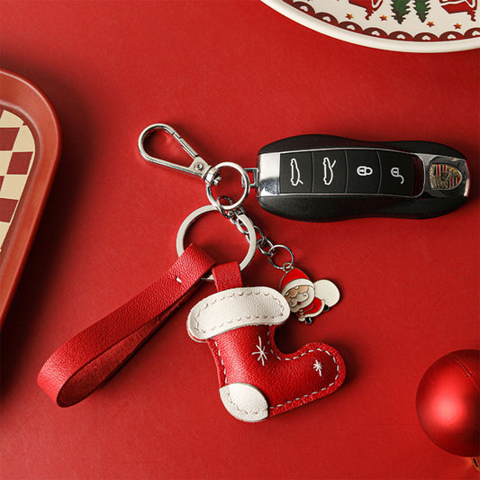 CUCUBIRD POPSEWING® Leather Christmas Sock Keychain DIY Kit  