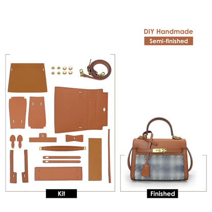 CUCUBIRD POPSEWING® Leather Dustbag Recycle Kelly Bag DIY Kit Brown 