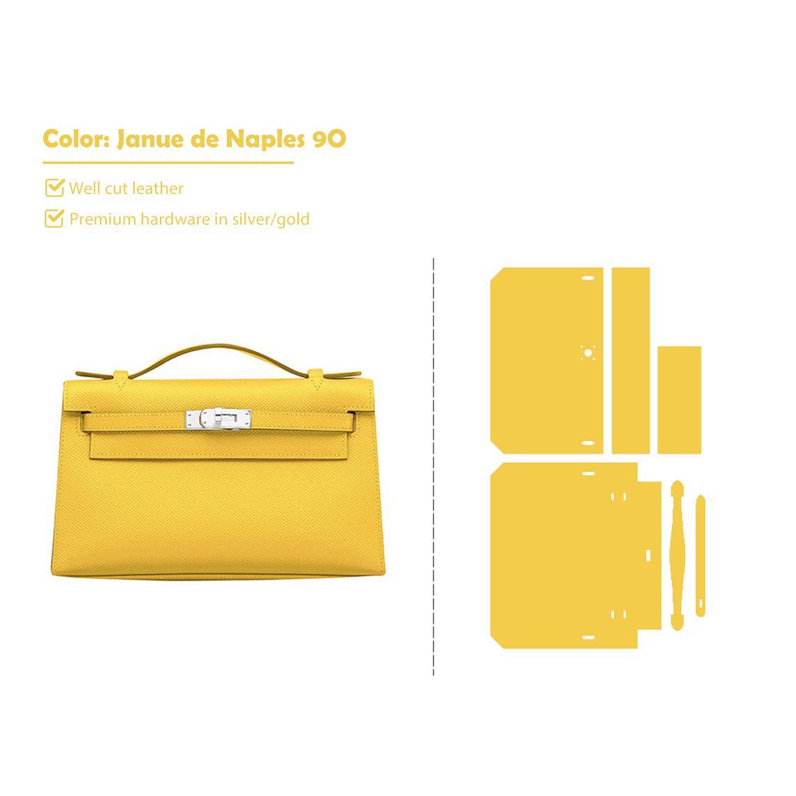 CUCUBIRD CUCUBIRD Full Grain Leather Inspired Kelly Clutch - Advanced DIY Kits Janue de Naples 9O / Gold 