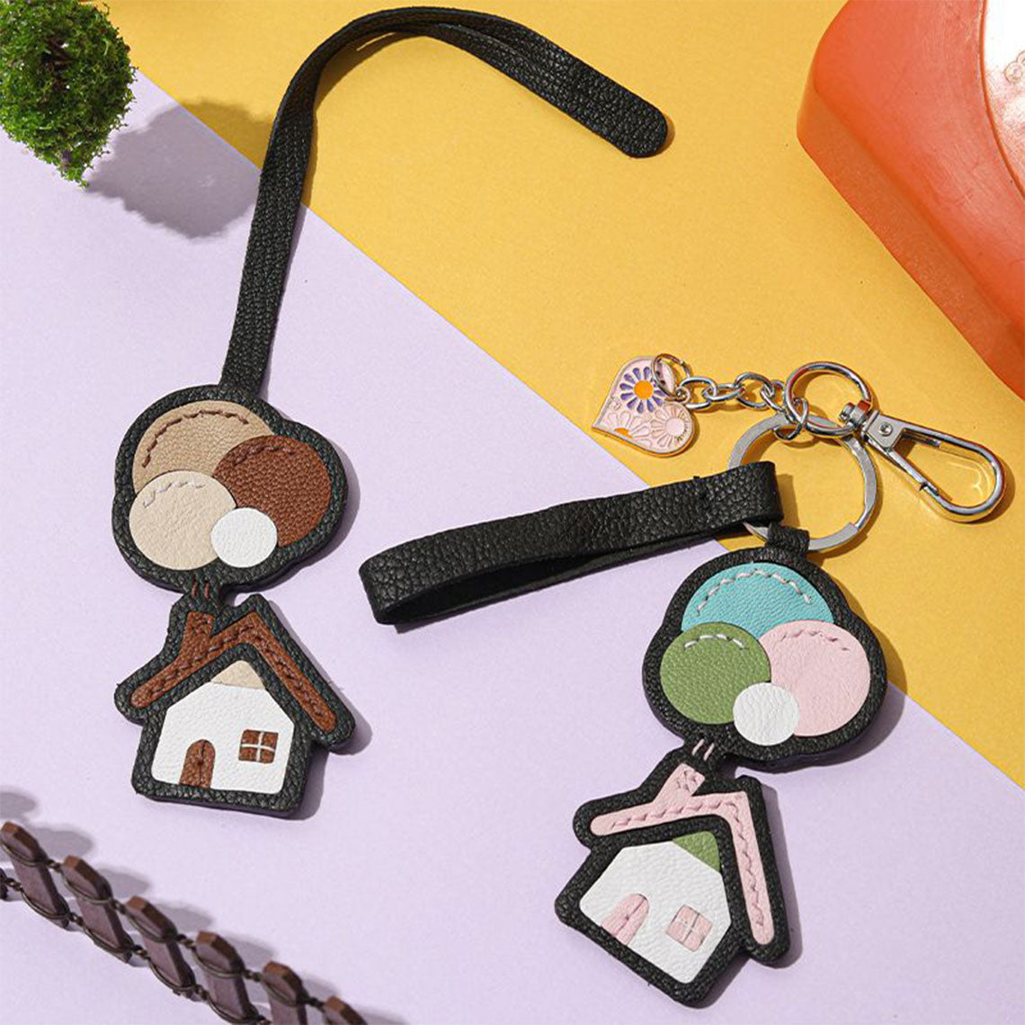 CUCUBIRD Leather Dream House Charm Keychain DIY Kits