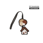CUCUBIRD CUCUBIRD Leather Dream House Charm Keychain DIY Kits Brown 