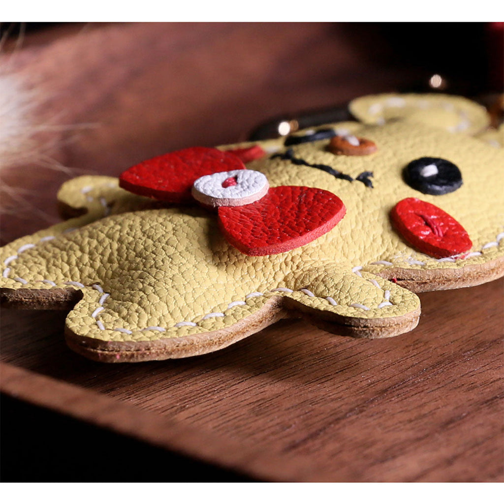 CUCUBIRD POPSEWING® Sheep Leather Cute Bear Keychain DIY Kit  