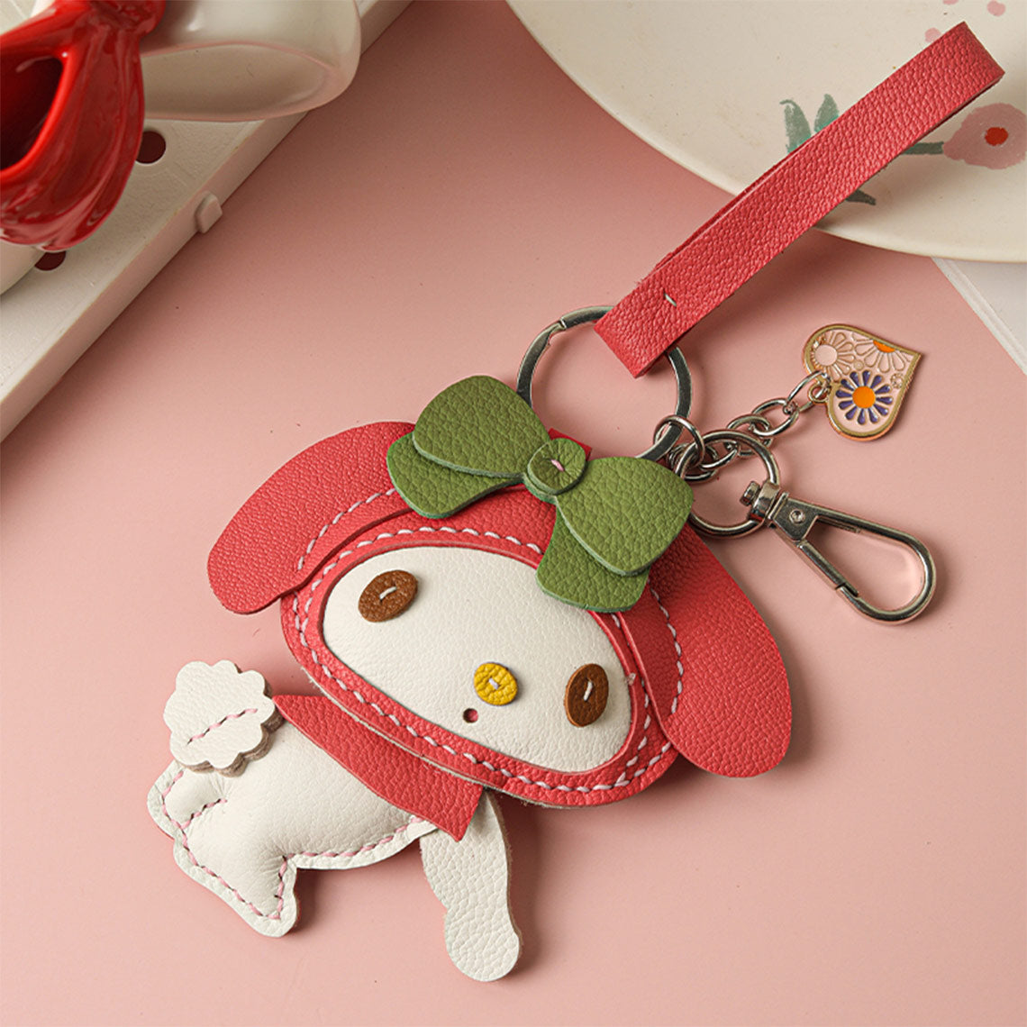 CUCUBIRD POPSEWING® Leather Melo Keychain DIY Kit Green Bowknot 