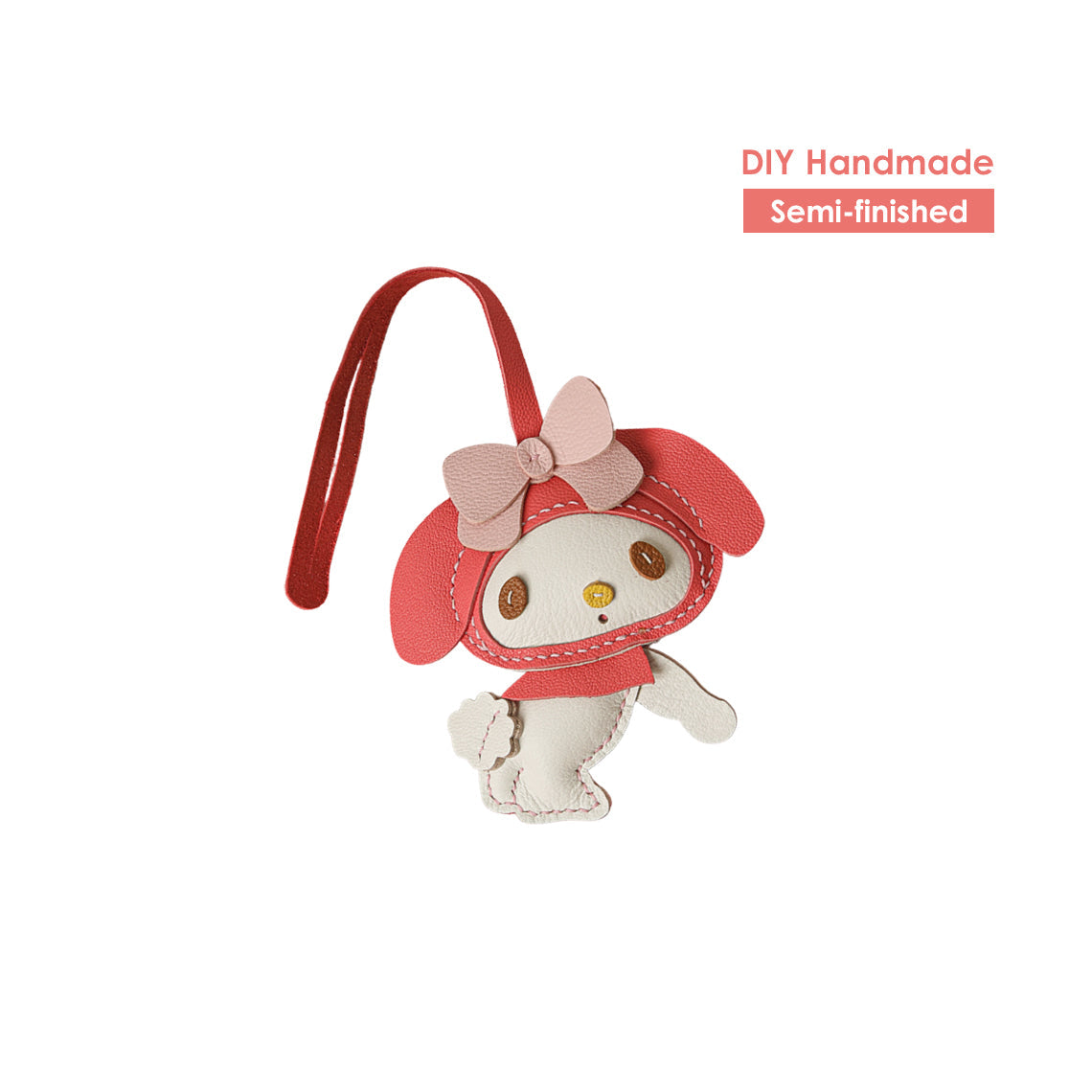 CUCUBIRD POPSEWING® Leather Melo Keychain DIY Kit Pink Bowknot 