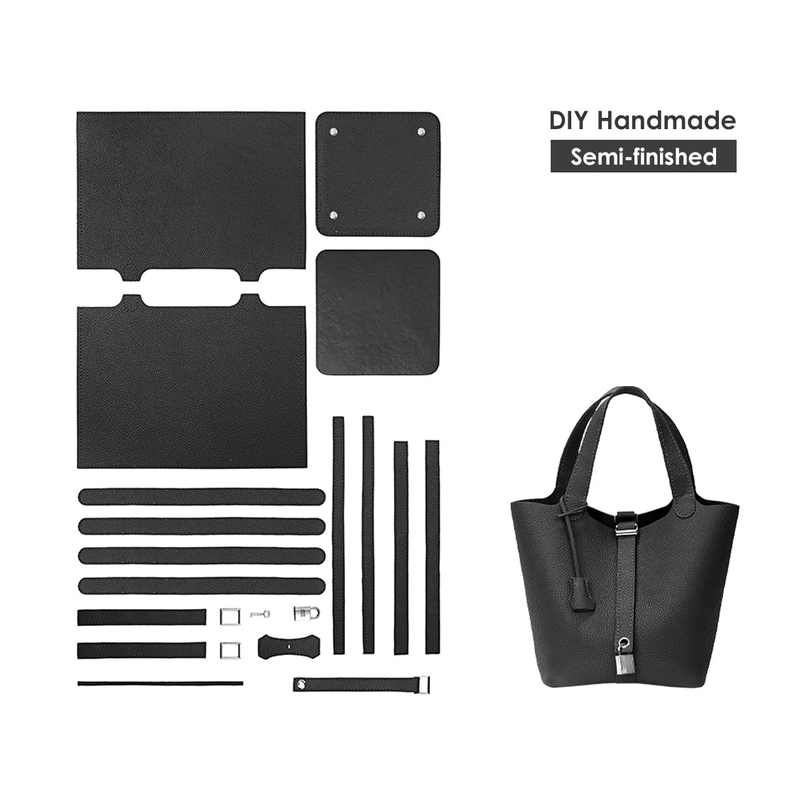 CUCUBIRD POPSEWING® Top Grain Leather Lady Picotion Lock Totes Bag DIY Kit - Price Drop at Checkout  