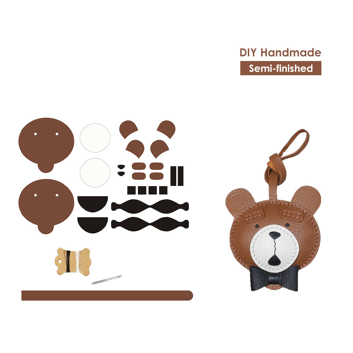 CUCUBIRD POPSEWING® Leather Double Faced Ted Keychain DIY Kits  