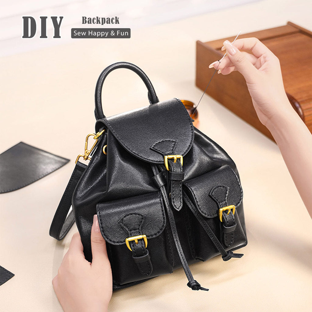 CUCUBIRD POPSEWING® Top Grain Leather Black Backpack DIY Kit  