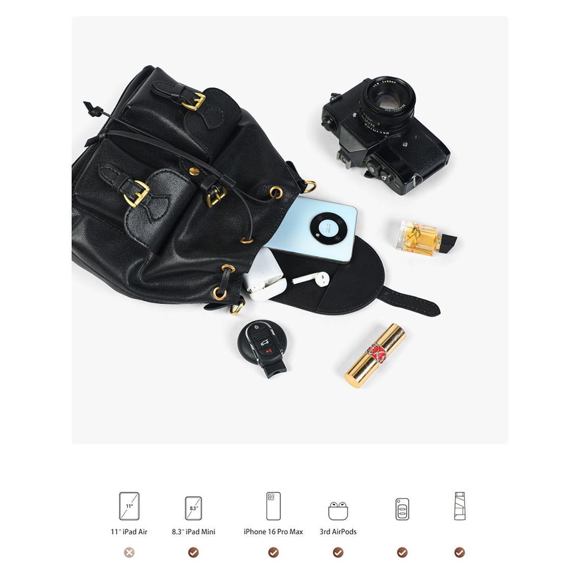 CUCUBIRD POPSEWING® Top Grain Leather Black Backpack DIY Kit  