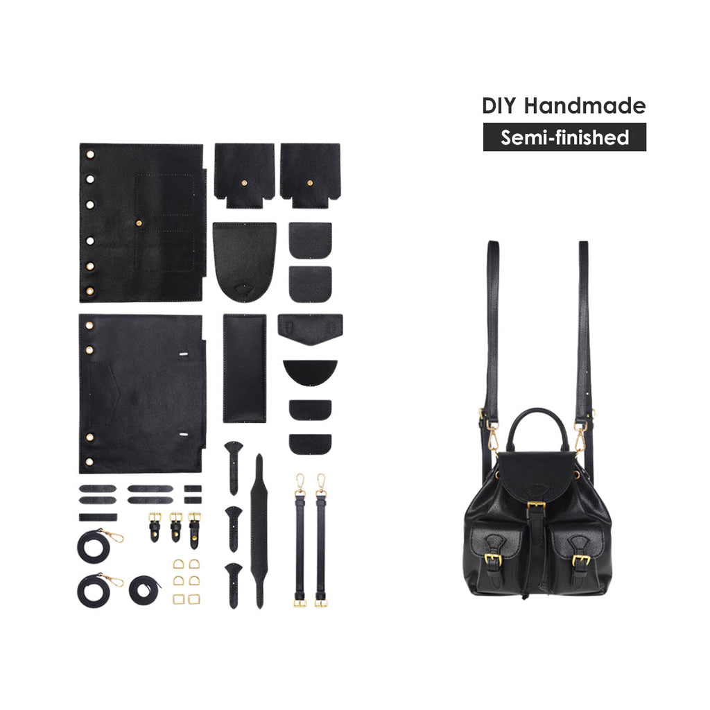 CUCUBIRD POPSEWING® Top Grain Leather Black Backpack DIY Kit  