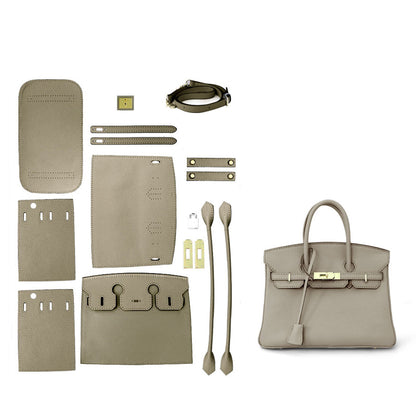 CUCUBIRD POPSEWING® Top Grain Leather New Platinum Bag DIY Kit Small - 20 cm / Khaki 