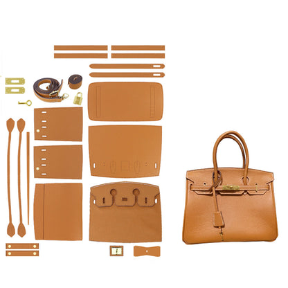 CUCUBIRD POPSEWING® Top Grain Leather New Platinum Bag DIY Kit Small - 20 cm / Brown 