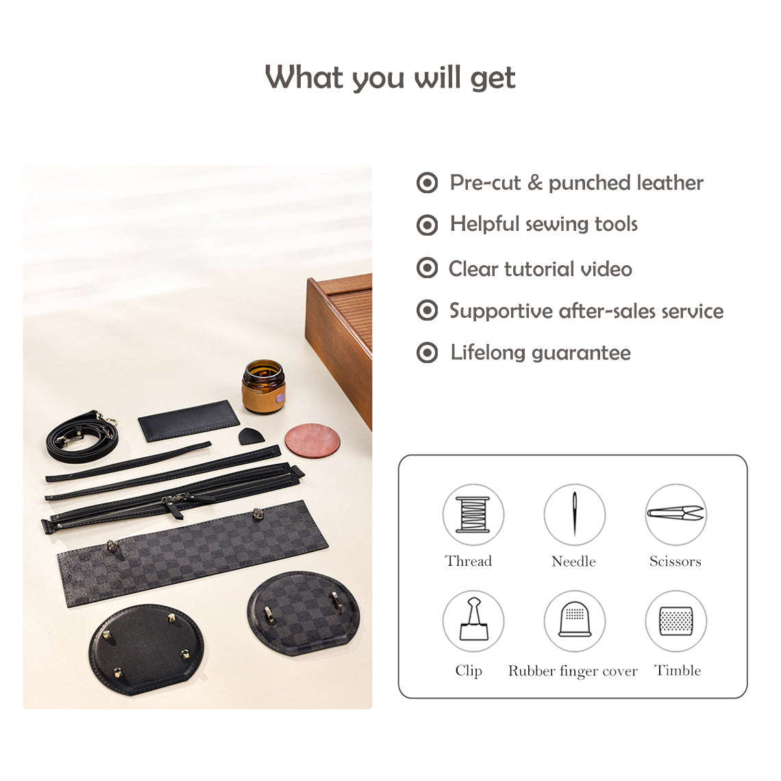 CUCUBIRD POPSEWING® Leather Patterns Bucket Bag DIY Kit  